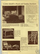 1940 PAPER AD 4 PG Cane Craft Porch Patio Garden Furniture Cork Top Table Settee