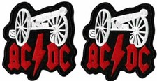 2 AC/DC Rock n' Roll Cannon Patch, Embroidered Iron-On or Sew On Patches