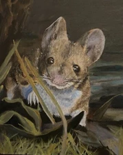 Small Original 8x10 Oil Painting of a Mouse