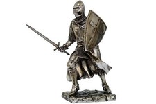 Crusader Knight Statue Silver Finishing Cold Cast Resin Statue 7" 8714