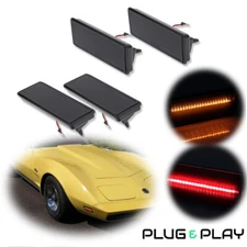 For 74-79 Chevy Corvette C3 Smoke Front Amber Rear Red LED Side Marker Light Kit