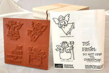 Stampin Up FESTIVE FRIENDS Christmas Santa Snowman Angel Small Rubber Stamps NEW