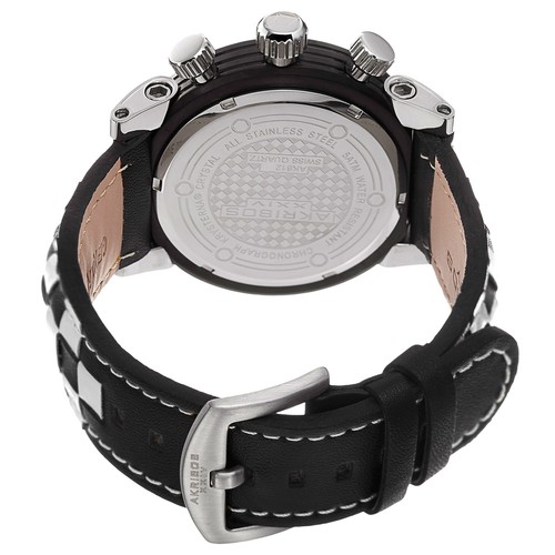 Nuovo Orologio Uomo Akribos XXIV AK612BK Cronografo Al Quarzo A Scacchi Pelle Bianca - Foto 4 di 5