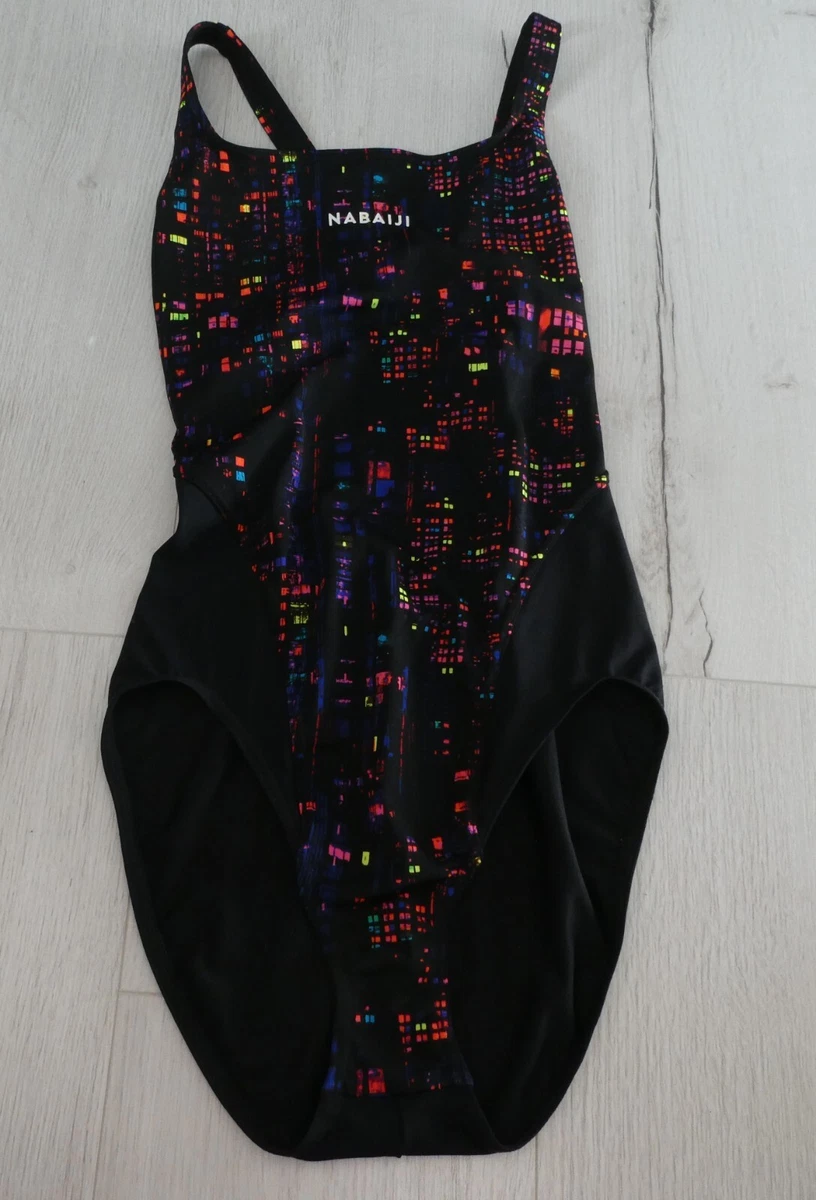 Maillot de bain 1 pièce short loose Aquafitness femme Sofi Lica noir kaki NABAIJI