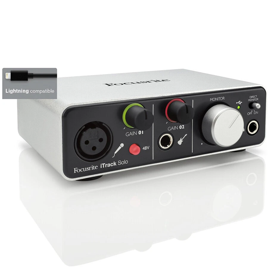 Focusrite iTrack Solo Lightning and USB Compatible Audio Interface, New! - Image 2 of 4
