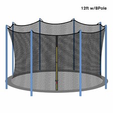 Round Trampoline Enclosure Net Replacement For 12FT 8 Poles Weather-Resistant