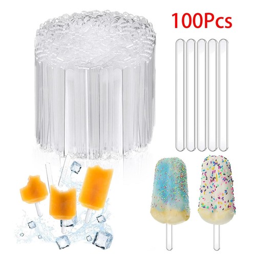 100 Stück Eis am Stiel, Acryl-Eisstangen für Party, DIY, Basteln, Snacks