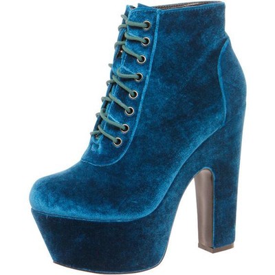 teal velvet boots