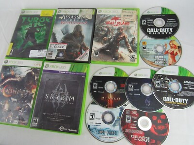 Xbox 360 lot Video Games shooter Call of Duty Gears Grand Theft Diablo Skyrim