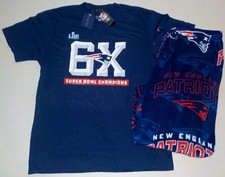 NEW ENGLAND PATRIOTS MENS SLEEP LOUNGE PAJAMAS PANTS SHIRT SET L 6X CHAMPIONS