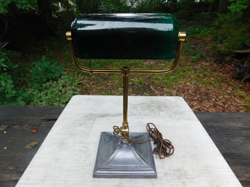Antique Greenalite Banker's Lamp Brass by E.S. Robert & Sons 10Lbs 16.5" Unmarkd - Picture 4 of 9