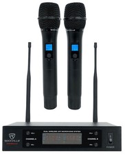 Rockville RWM65U Dual UHF 15 Channel Metal Handheld Wireless Microphone System