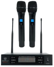 Rockville RWM65U Dual UHF 15 Channel Metal Handheld Wireless Microphone System