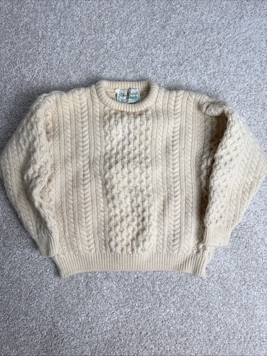 Vintage PURE NEW WOOL cable knit sweater It’s Traditional Tis Irish Size Large - Image 1