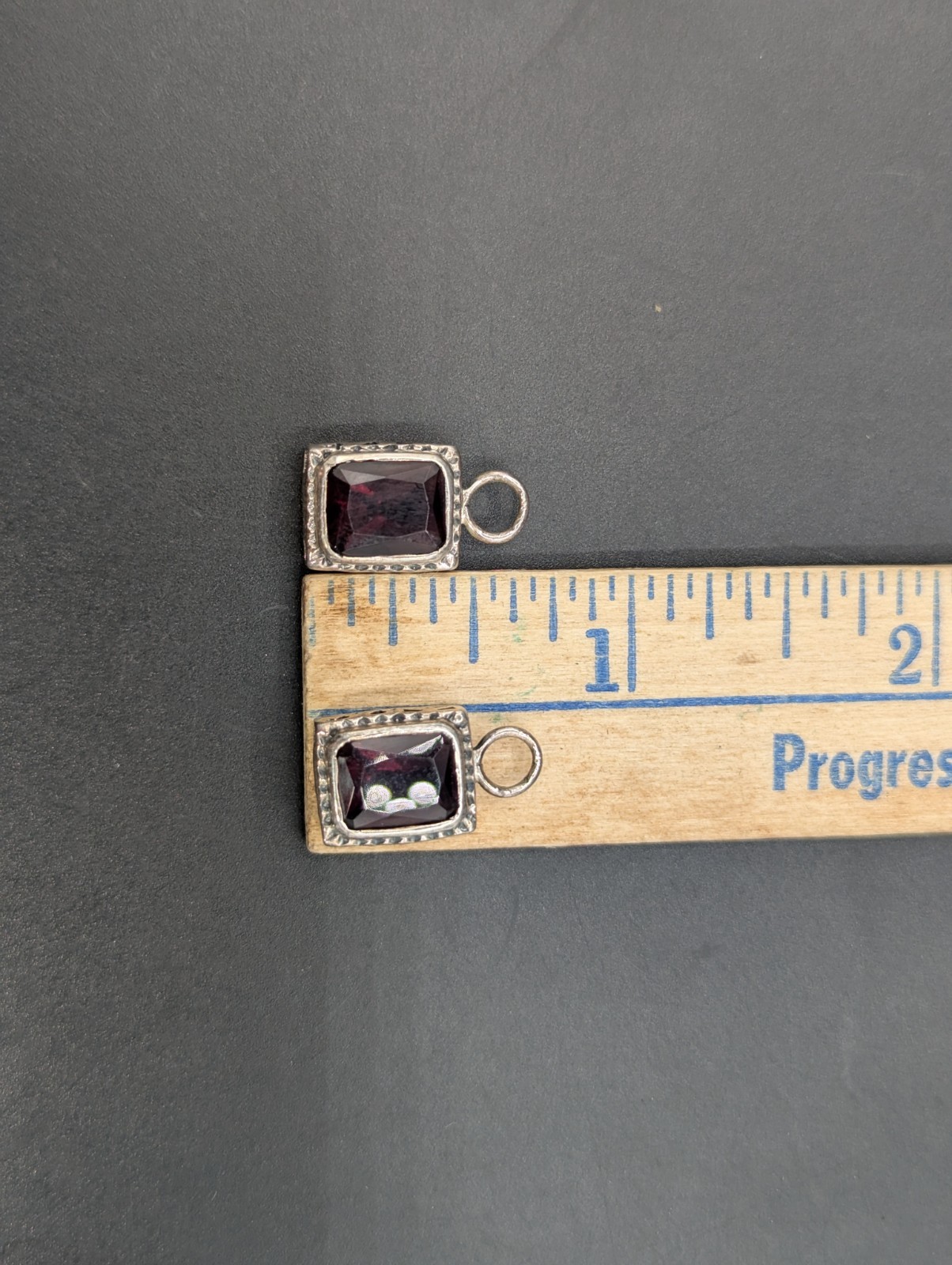 925 Sterling Silver Rectangular Red Garnet Floral… - image 7