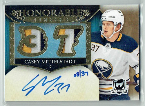 18-19 UD The Cup Honorable Numbers Casey Mittelstadt /37 Dual Patches Auto
