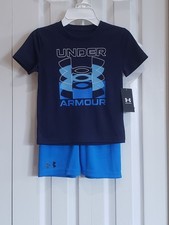Boys Size 5 nike Under Armour Shirt Shorts 2 Piece Set Blue: NWT