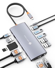 USB C Docking Station - Dual 4K60 HDMI 8K30 DP, 14 in 1