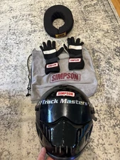 Simpson RX3 nomex racing helmet with gloves and neck brace size 7 3/4