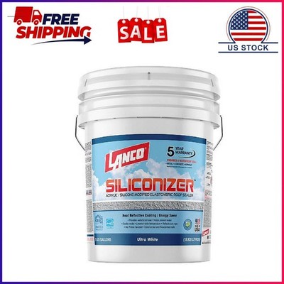 Lanco Siliconizer Acrylic Elastomeric White Reflective Roof Sealer, 5 gallon