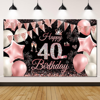 40.Geburtstag Banner Rose, 40.Geburtstag Frauen, Deko 40 Geburtstag MäDchen, 40
