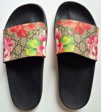 RARO autentico Gucci GG Supreme Blooms slides 39 9 tela floreale iconico 408508