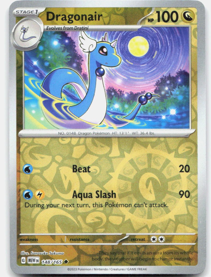 Dragonair 148/165 Uncommon 151 Pokemon Reverse Holo Near Mint
