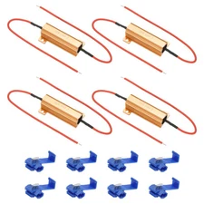 50W 10 Ohm Aluminum Shell Resistor, 4Pcs Housing Resistor with Clips, Golden