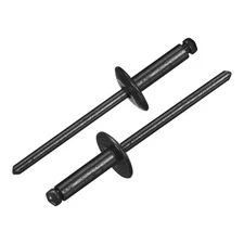 50Pcs 5/32"x1/2" Aluminum Blind Rivets, Large Flange Rivets Fasteners, Black