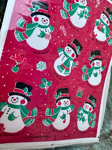 Vtg Hallmark 1988 Seasonal Christmas Holiday Happy Snowman Stickers SEALED