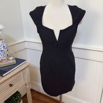 Free People Black Lia Denim V-Neck Bodycon Seamed Mini Dress Size S | eBay Free People Black Lia Denim V-Neck Bodycon Seamed Mini Dress Size S | eBay