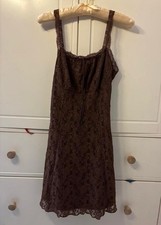 Forever 21 Brown Lace Slip Dress Lace Size Small Lace Strap