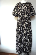 Gorgeous SCION TU Black Floral Print Midi 100% Cotton Ladies Summer Dress 14