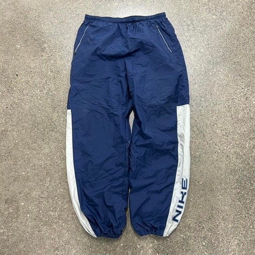 Vintage Nike Baggy Track Pants Blue White Y2K (Size XL)