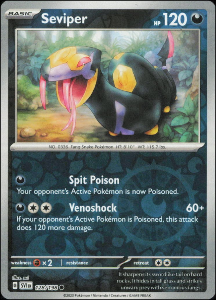 Pokemon - Seviper #128/198 - SV01: Scarlet & Violet Base Set Reverse Holo