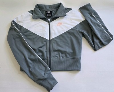 Nike Women's Cropped Gray And White Athletic Jacket, Size XS