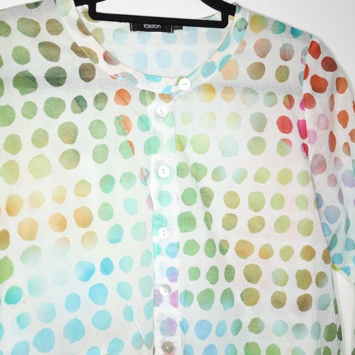 Blusa Ralston Talla Pequeña Blanca Colorido Patrón Calce Relajado Bolsillo con Botones - Imagen 7 de 17