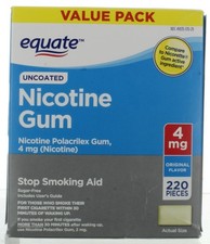 Equate Nicotine Gum Uncoated Original Flavor 4mg 220CT Free Shipping Exp 2/27