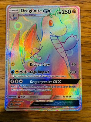 NM! Dragonite GX SM156 Sonne & Mond Rainbow Rare Full Art Promo Pokemon Karte!