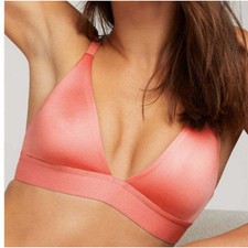 Negative Glace Triangle Bra in Coral salmon pink size 4 large