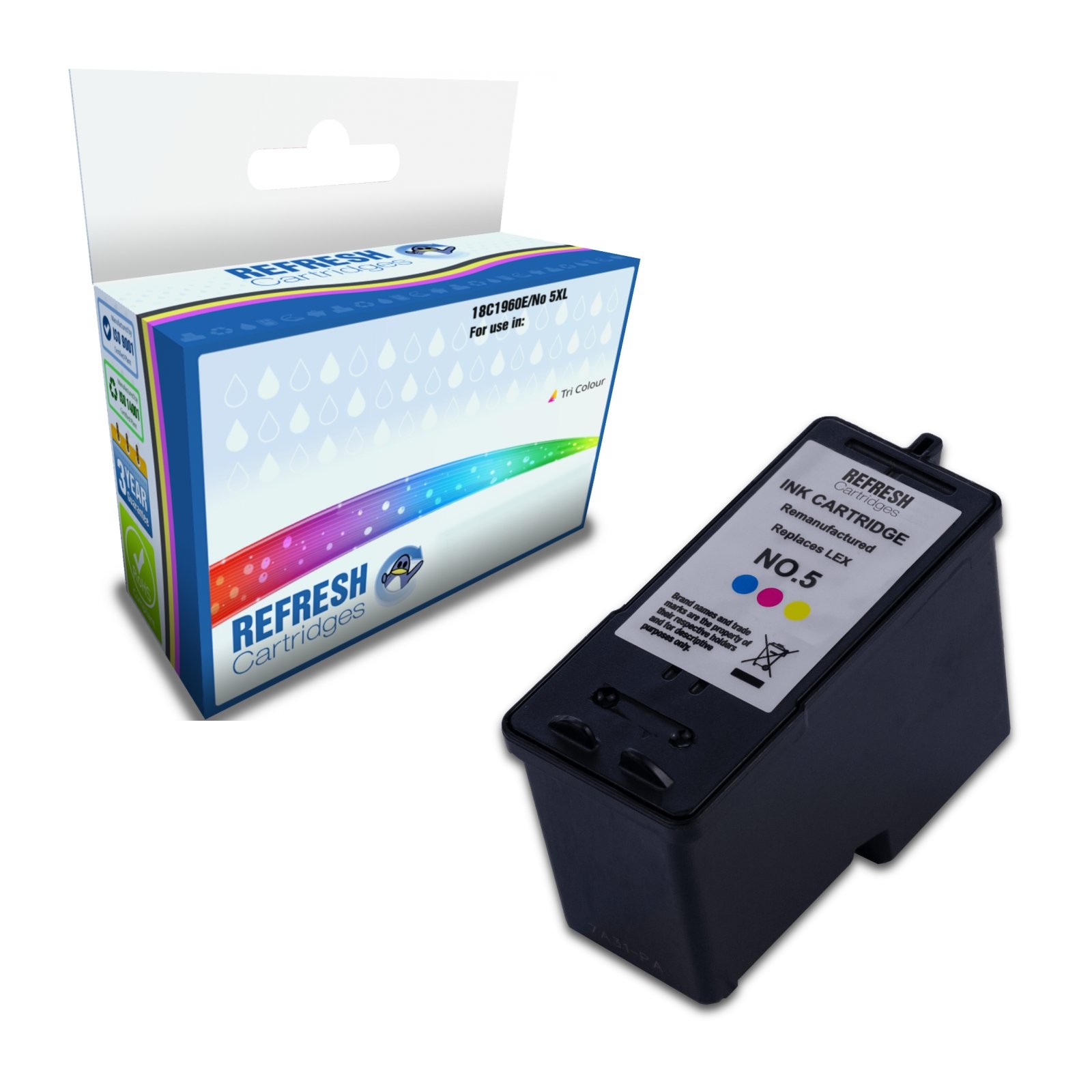 Refresh Cartridges Tri-Colour 18C1960E/No 5XL Ink Compatible With Lexmark