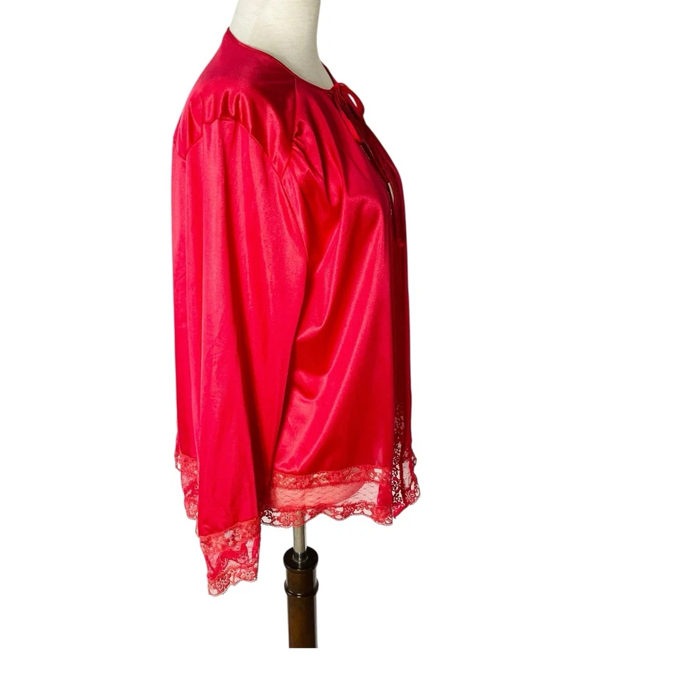 Top de pijama retro vintage Henson Kickernick talla grande 12 14 rojo coqueta tocador Foto 4 de 4