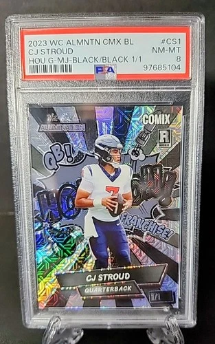 2023 WILDCARD ALUMINATION COMIX BL CJ STROUD RC BLACK BLACK 1 of 1 PSA 8 NM-MT