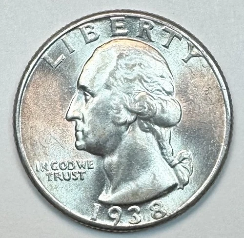 1938 WASHINGTON QUARTER GEM BU + NR #64782