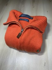 Polo Ralph Lauren Men's Orange Quarter Zip 1/4 Zip Knit Sweater Sz M Green Pony