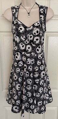 Disney ~ Tim Burton s The Nightmare Before Christmas Skater Dress W/Necklace ~ M