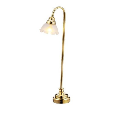 Miniature Golden Shade Battery Powered LED Lamp for Dollhouses Decoration 1/12
