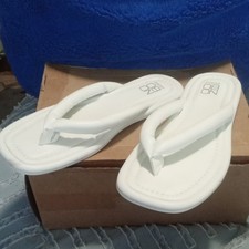 Women s White Thong Slip-On Flat Sandals Faux...