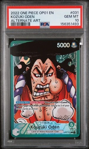 ✅2022 ONE PIECE OP01-ROMANCE DAWN ALTERNATE ART #031 KOZUKI ODEN PSA 10