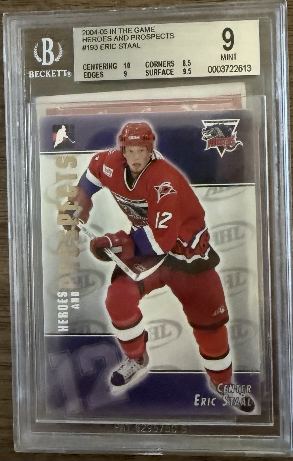 In The Game 2004-05 Heroes & Prospects Eric Staal RC #193 Hurricanes BGS 9